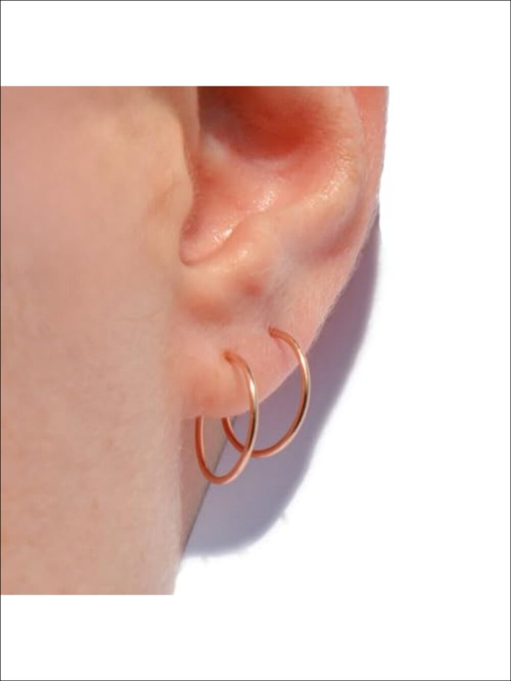 14k Real Gold Thin Hoop Earrings Hypoallergenic Everyday Wear
